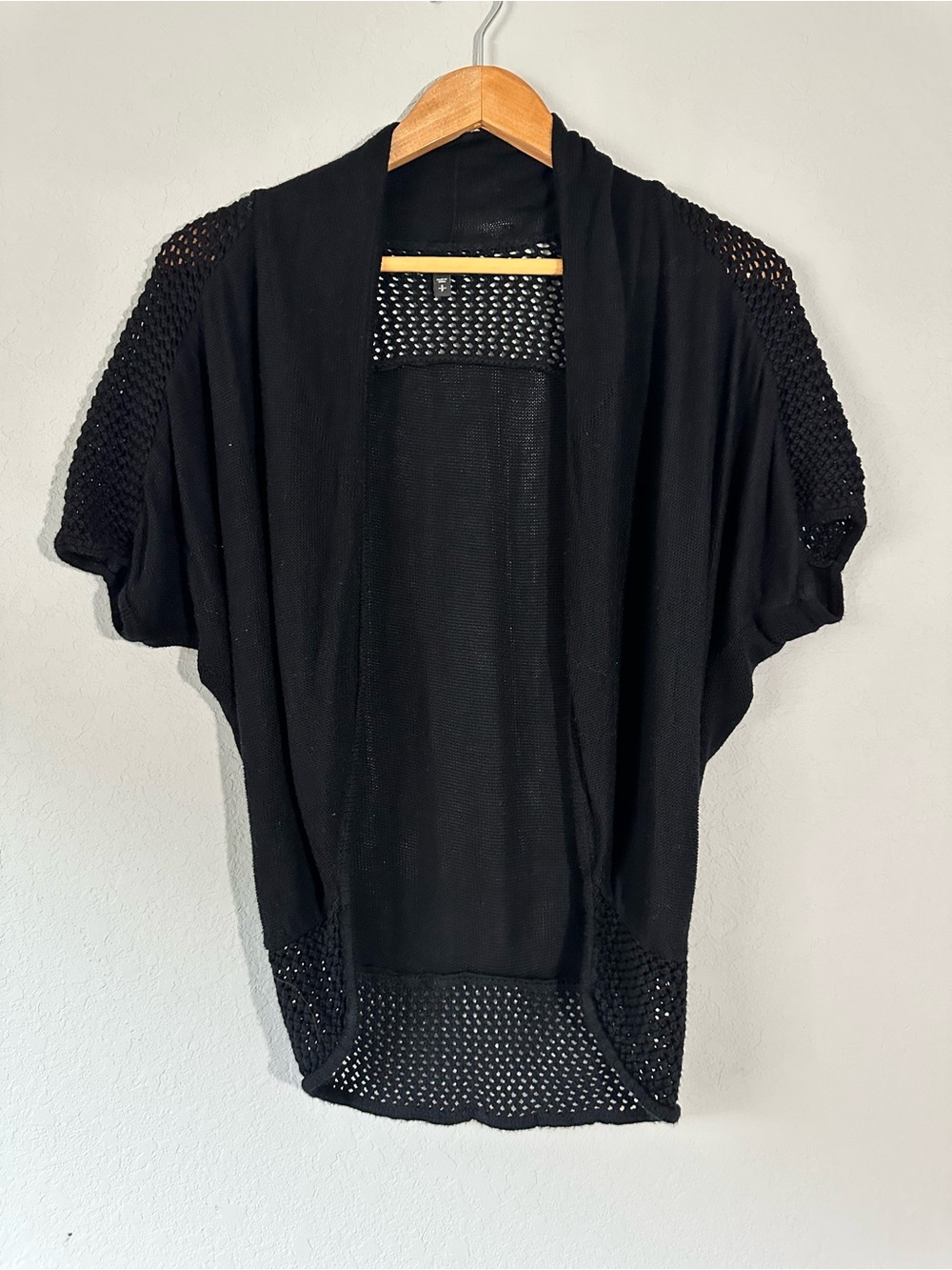 Express Black Open-Front Short Dolman Sleeve Cardigan